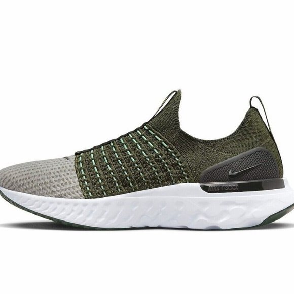 Nike React Phantom Run FLYKNIT 2 Rough Green Shoe DX2311-300 Mens New - Picture 2 of 8